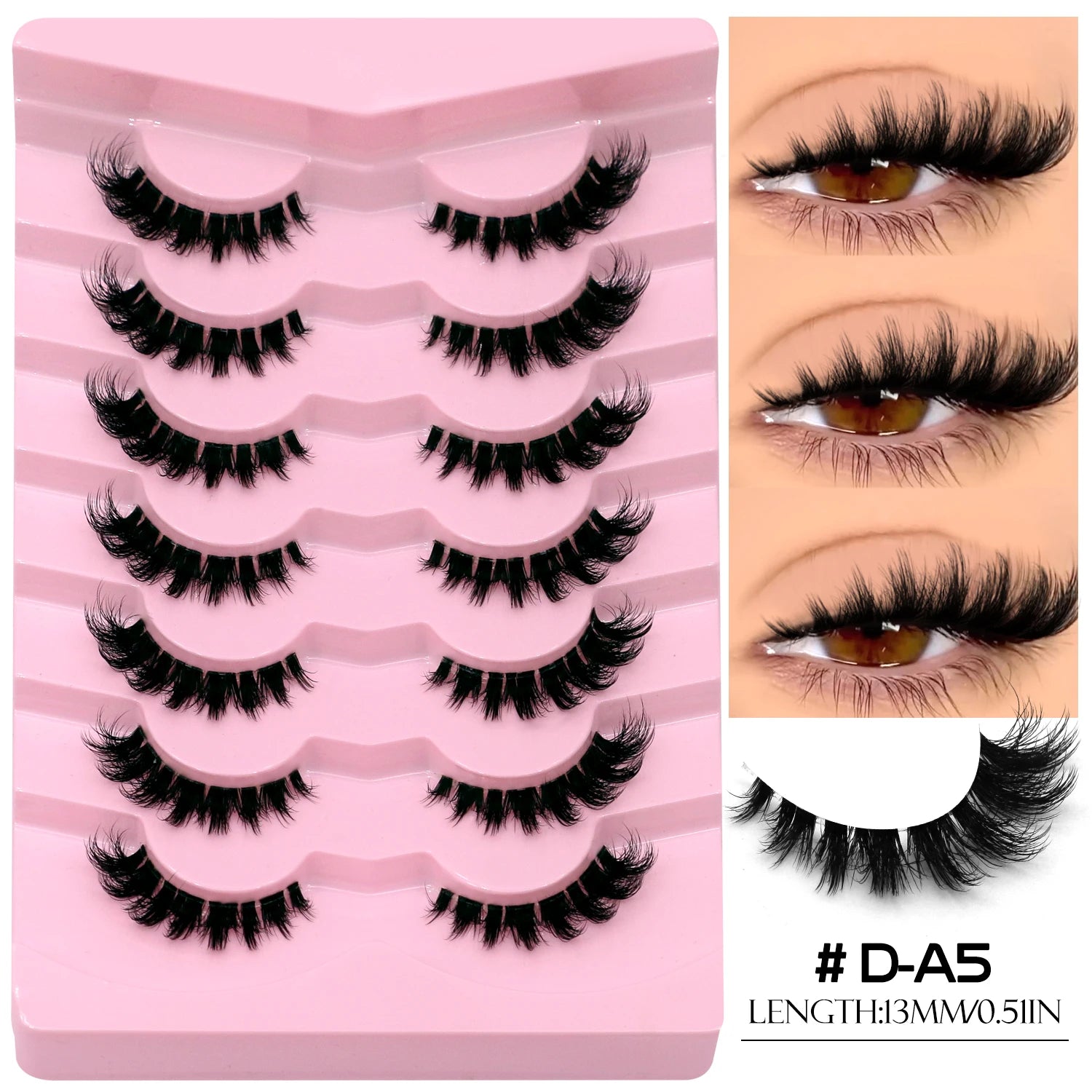 Faux cils 3D effet volume – Bande transparente, style œil de chat, regard intense