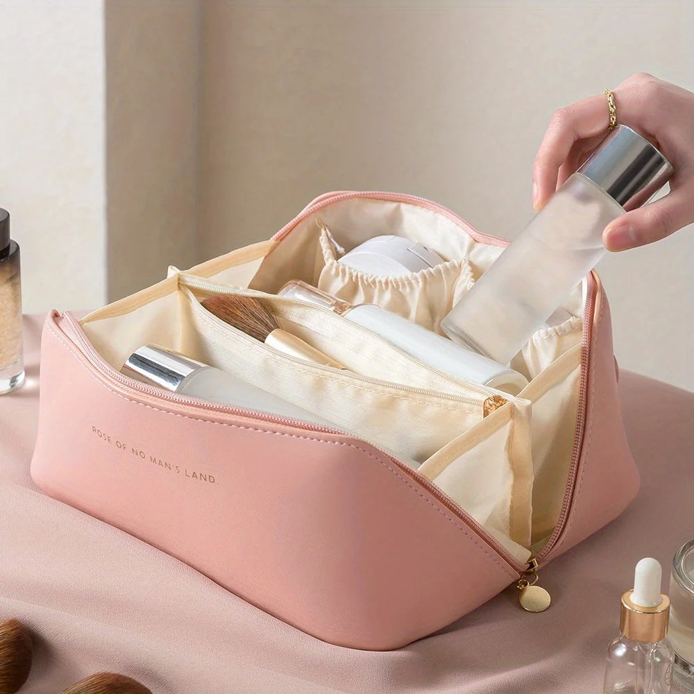 Trousse de maquillage organiseur femme – Pochette cosmétique élégante grande capacité, rangement compartimenté