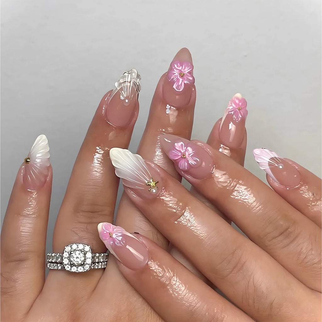 24 Faux ongles press-on design – Capsules ongulaires élégantes, plusieurs formes et styles