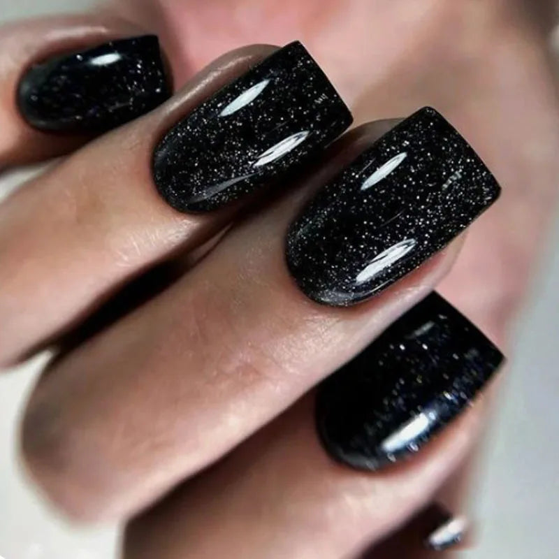 Faux ongles press-on courts carrés – Couleurs unies – 24 pièces