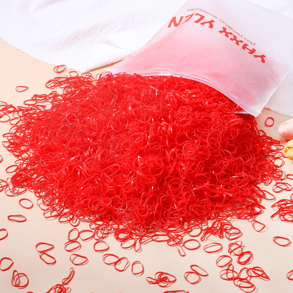 Élastiques cheveux enfant colorés – Lot de 500, 1000 ou 2000 – Mini attaches cheveux jetables en caoutchouc