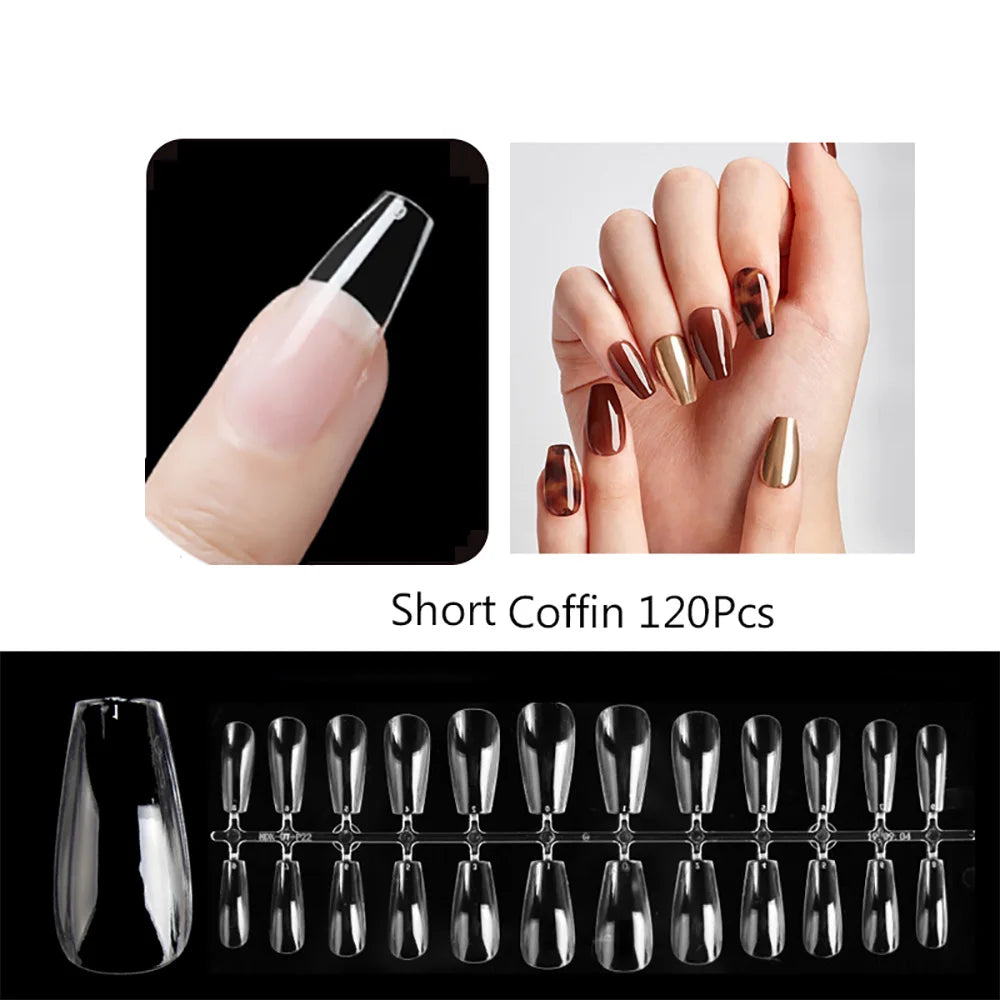 Capsules faux ongles press-on mates – Full cover, formes variées, 120 pièces