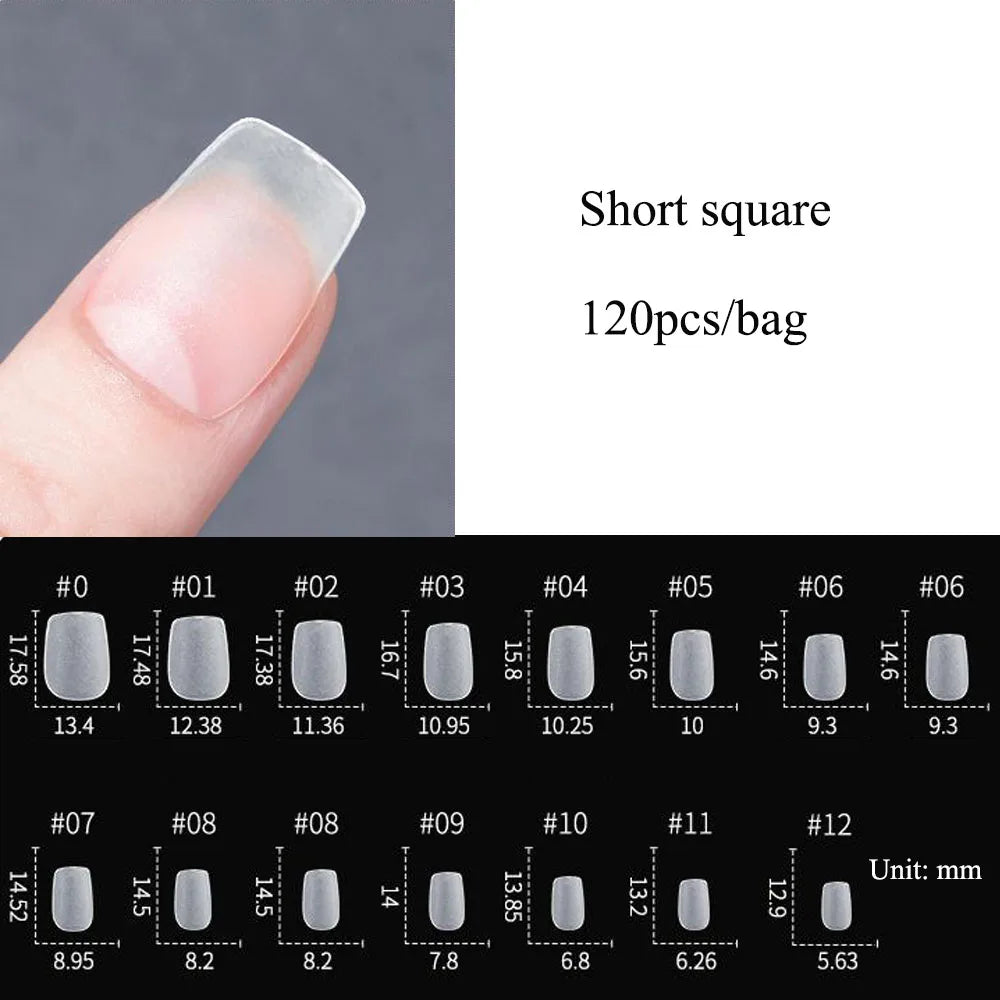 Capsules faux ongles press-on mates – Full cover, formes variées, 120 pièces