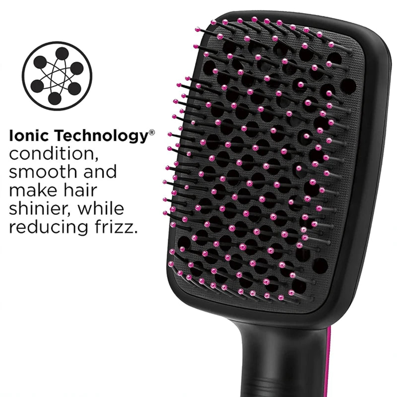 Brosse soufflante 3-en-1 ionique – Sèche-cheveux brosse lissante et coiffante en un seul geste
