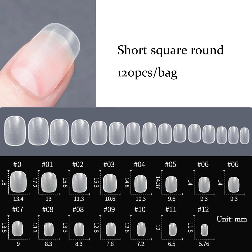 Capsules faux ongles press-on mates – Full cover, formes variées, 120 pièces
