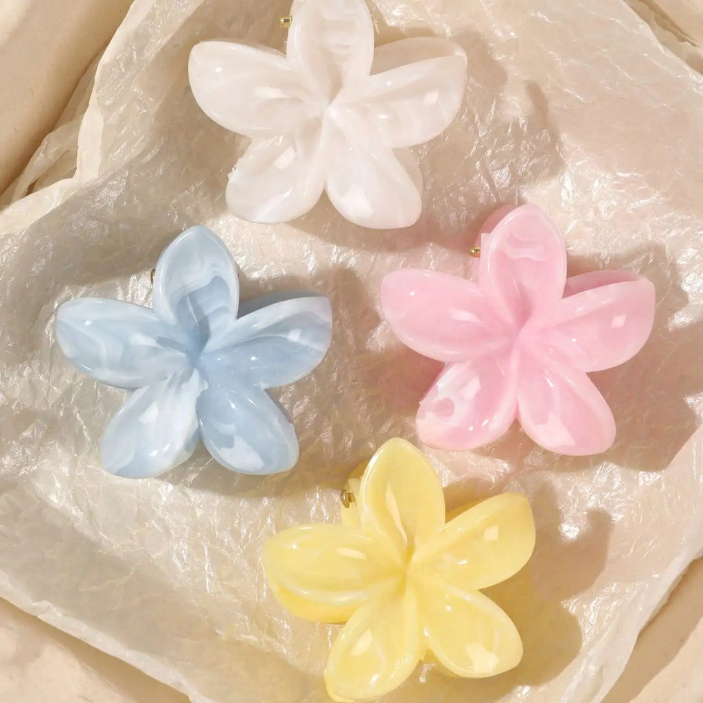 Lot de 4 pinces crabes fleurs multicolores – Accessoires cheveux antidérapants femme & fille