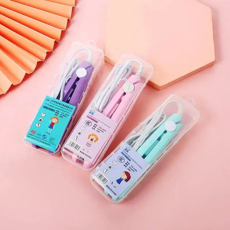 Mini fer à lisser & boucler 2-en-1 – Lisseur céramique compact, fer à friser portable