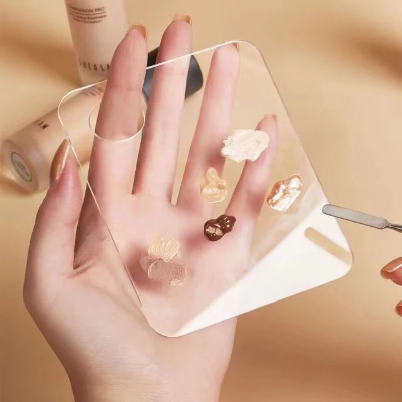 Palette de mélange maquillage en acrylique avec spatule – Fond de teint, fards & pigments
