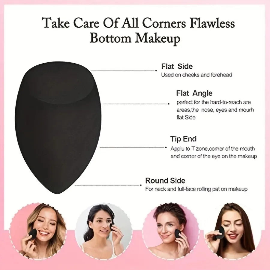 Set de 3 éponges de maquillage noires – Beauty Blender ultra-douces à l’eau