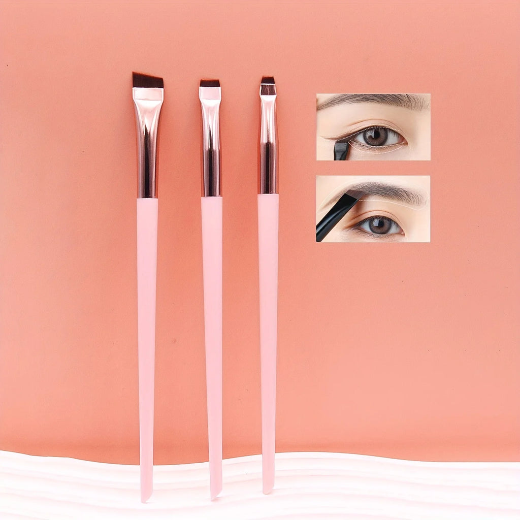 Set de 3 pinceaux maquillage précision – Eyeliner & sourcils biseautés
