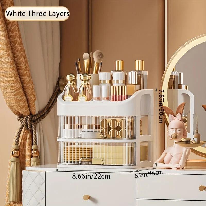 Boîte de rangement maquillage grande capacité – Organisateur cosmétique multicouche transparent