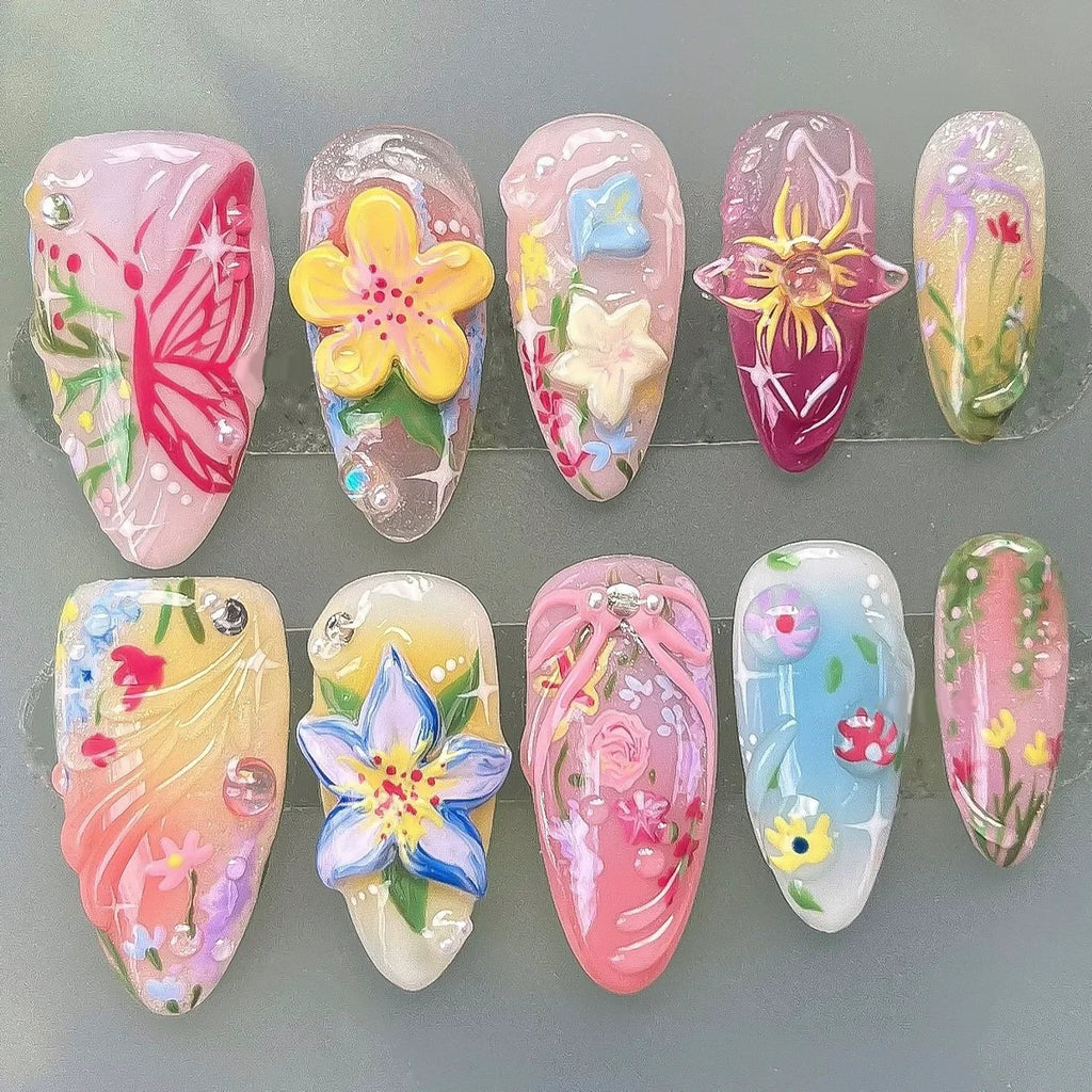24 Faux ongles press-on design – Capsules ongulaires élégantes, plusieurs formes et styles