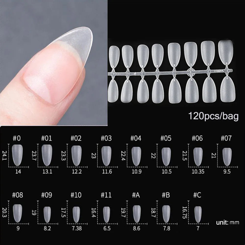 Capsules faux ongles press-on mates – Full cover, formes variées, 120 pièces
