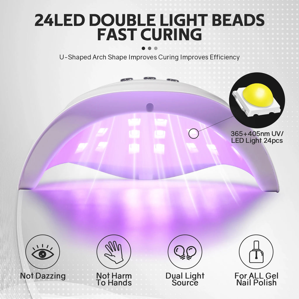 Lampe UV LED 72W pour ongles – Séchage gel professionnel 24 LEDs