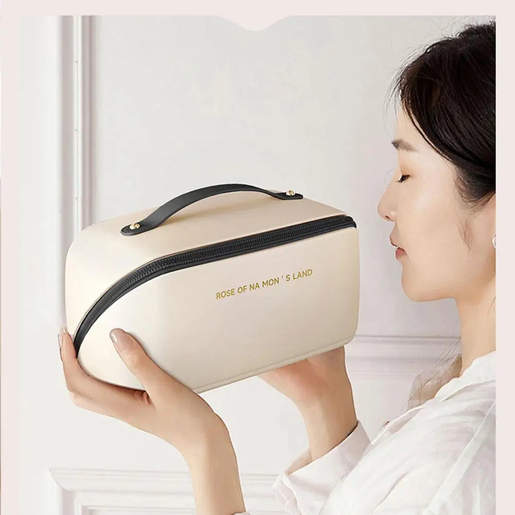 Trousse de maquillage rigide élégante – Organisateur beauté premium avec compartiments & poignée