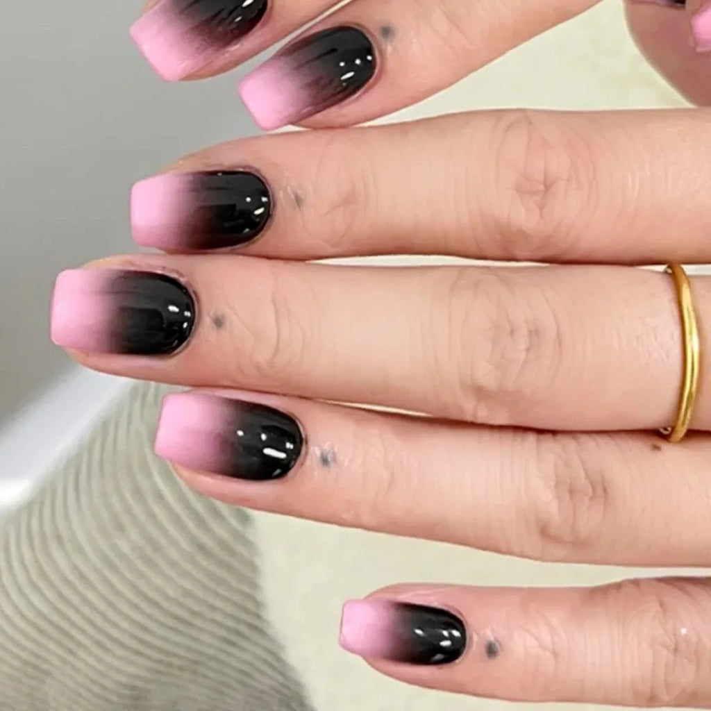 Faux ongles press-on courts carrés – Couleurs unies – 24 pièces