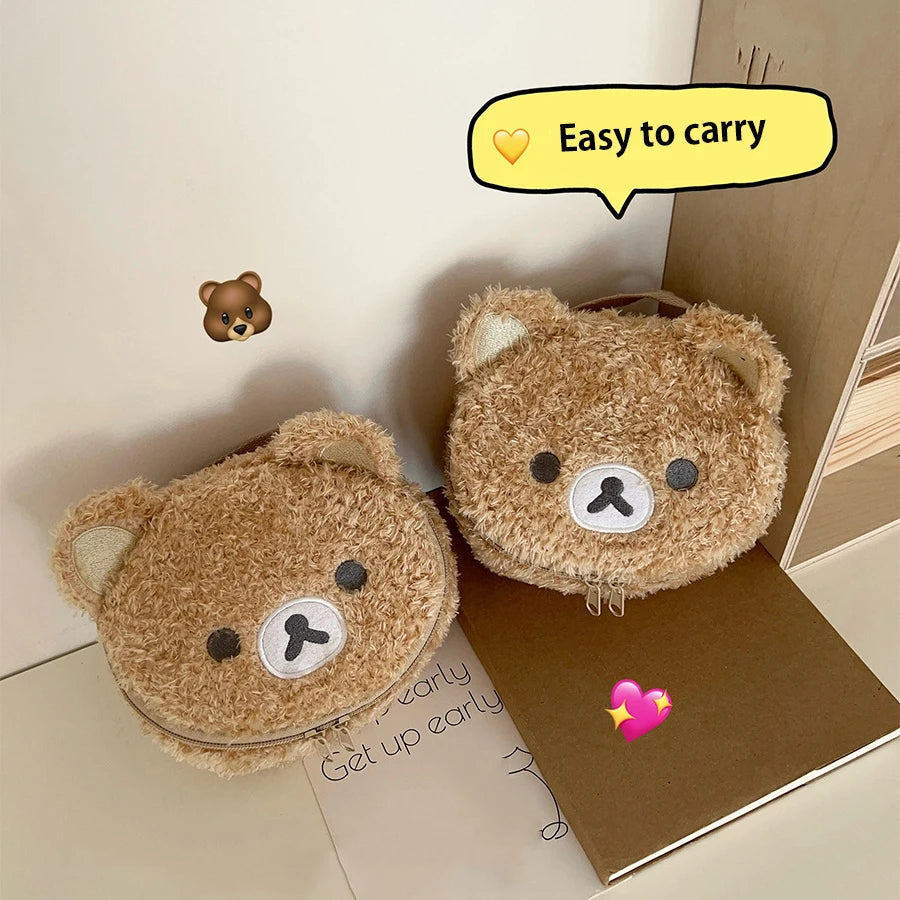 Trousse maquillage peluche ourson – Pochette cosmétique kawaii douce & compacte