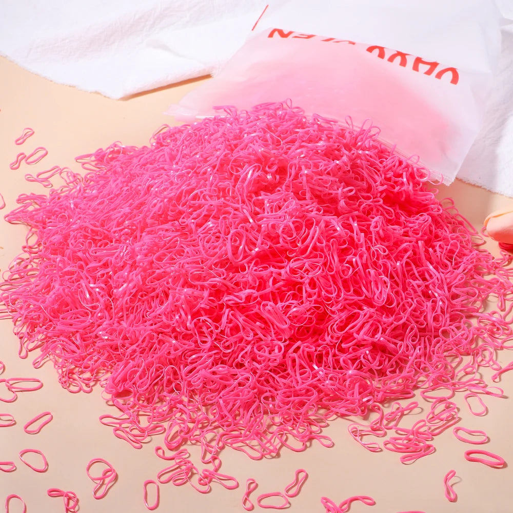 Élastiques cheveux enfant colorés – Lot de 500, 1000 ou 2000 – Mini attaches cheveux jetables en caoutchouc