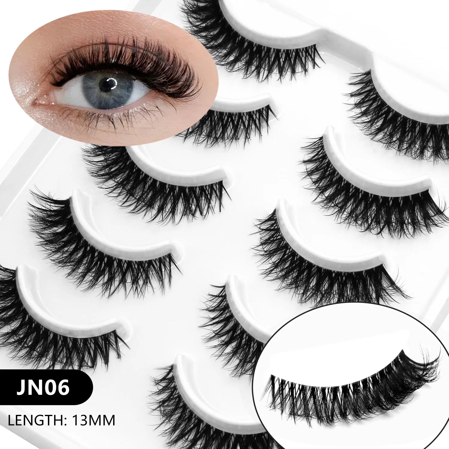 Faux cils 3D effet volume – Bande transparente, style œil de chat, regard intense