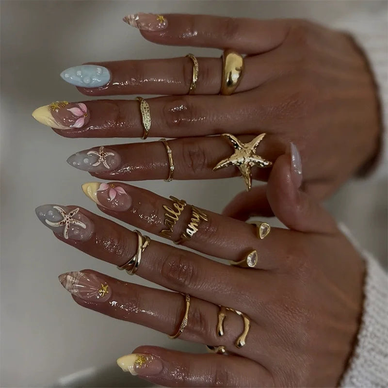 24 Faux ongles press-on design – Capsules ongulaires élégantes, plusieurs formes et styles