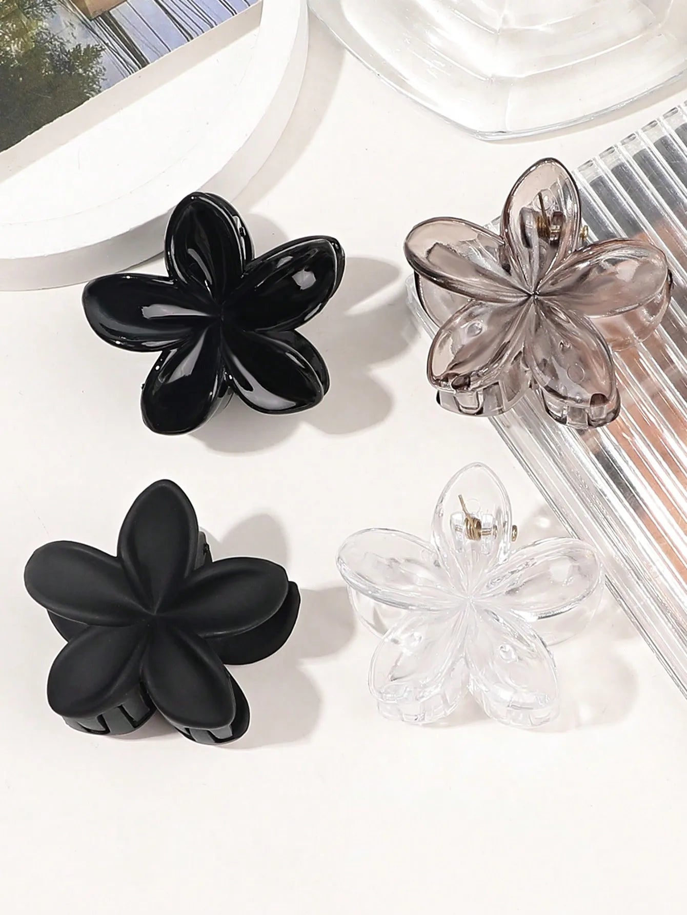 Lot de 4 pinces crabes fleurs multicolores – Accessoires cheveux antidérapants femme & fille