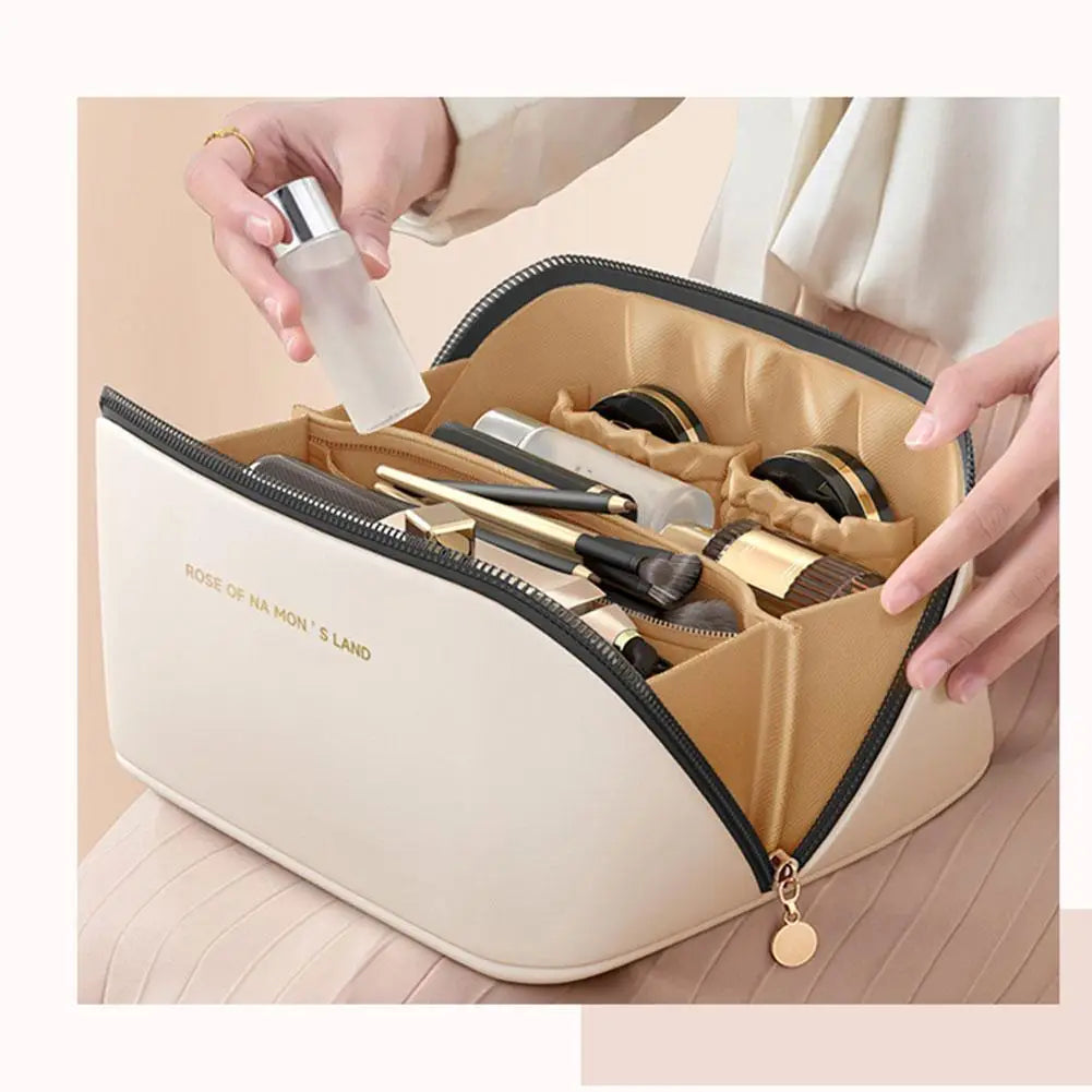 Trousse de maquillage rigide élégante – Organisateur beauté premium avec compartiments & poignée