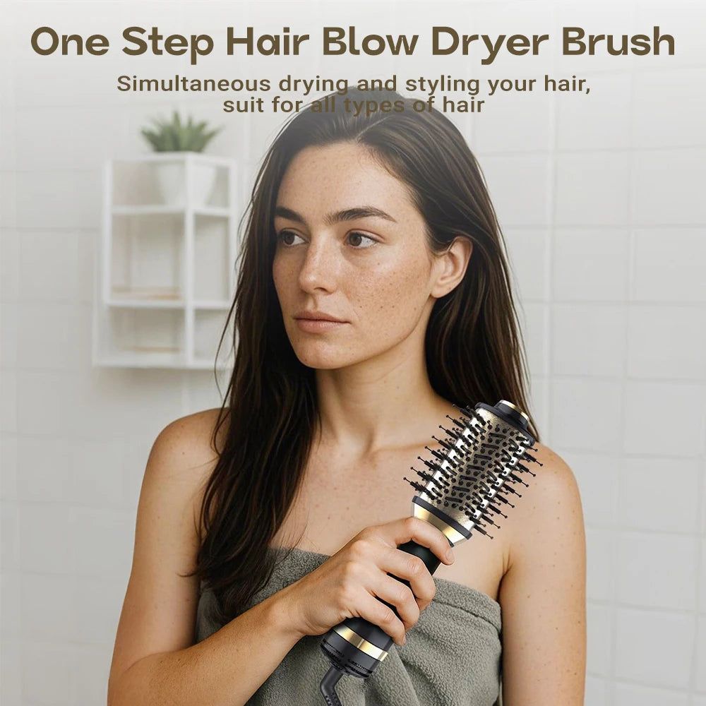 Brosse soufflante 4-en-1 ionique – Sèche-cheveux brosse ovale pour lisser, sécher et volumiser