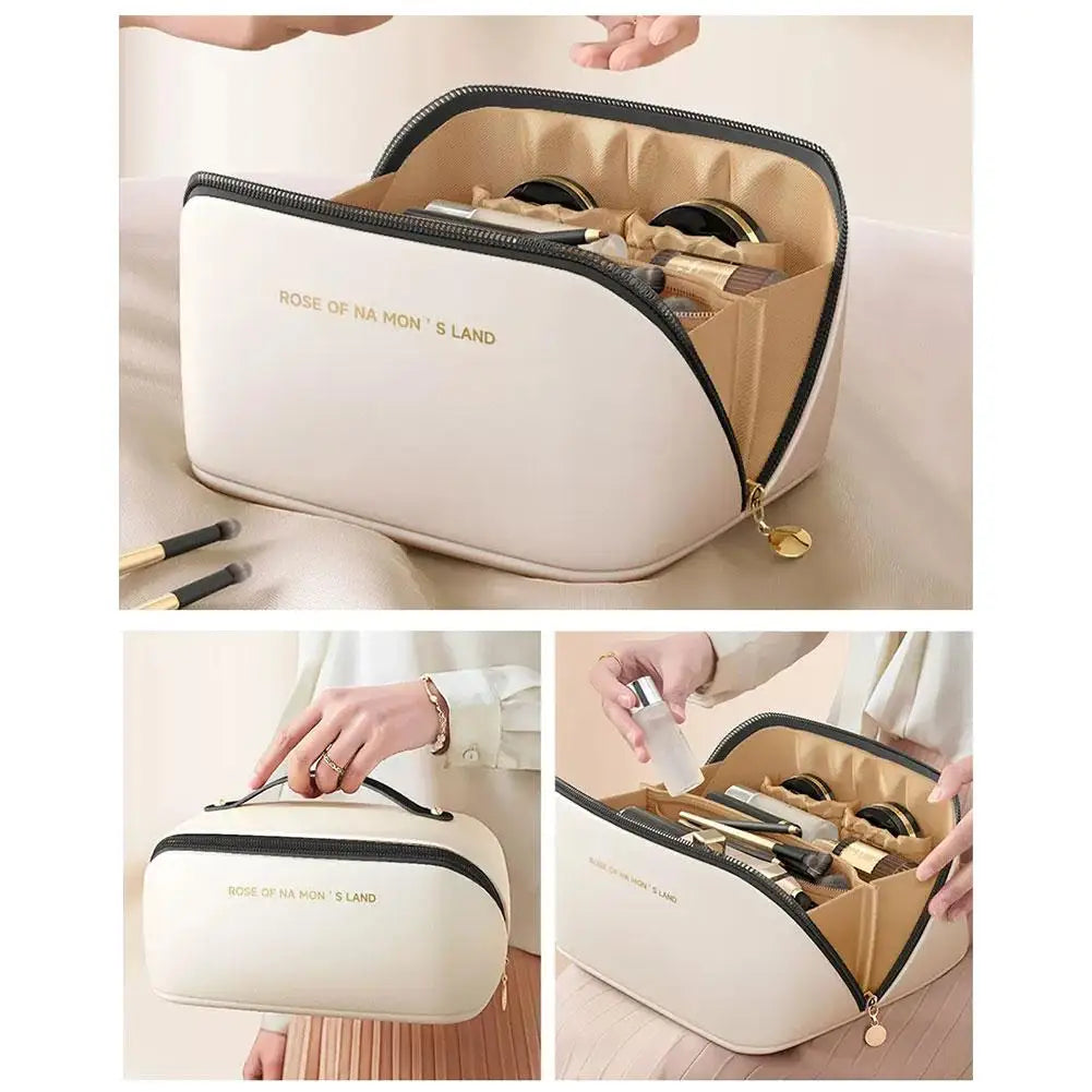 Trousse de maquillage rigide élégante – Organisateur beauté premium avec compartiments & poignée