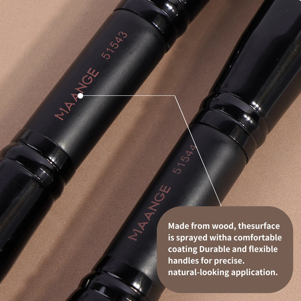 Set pinceaux maquillage MAANGE avec houppettes – Fond de teint, Contour & Poudre