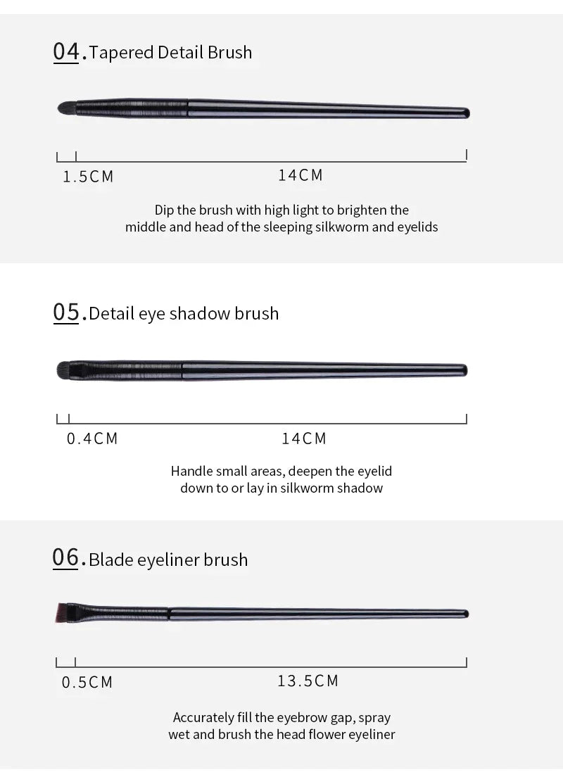 Set de pinceaux yeux professionnel – 6 pinceaux précision pour ombres, eyeliner & sourcils