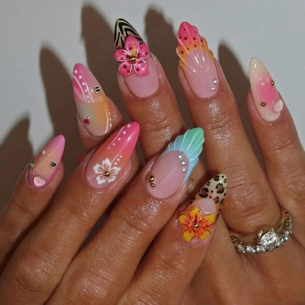 24 Faux ongles press-on design – Capsules ongulaires élégantes, plusieurs formes et styles