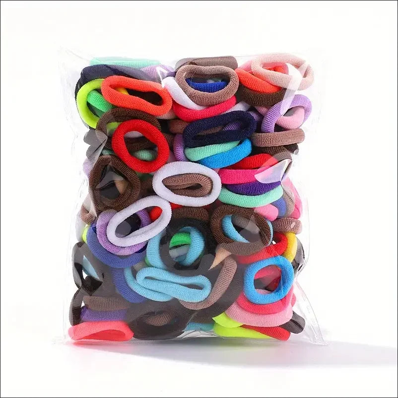Élastiques cheveux colorés – Lot de 100 mini chouchous nylon – Attaches cheveux sans métal pour filles et enfants