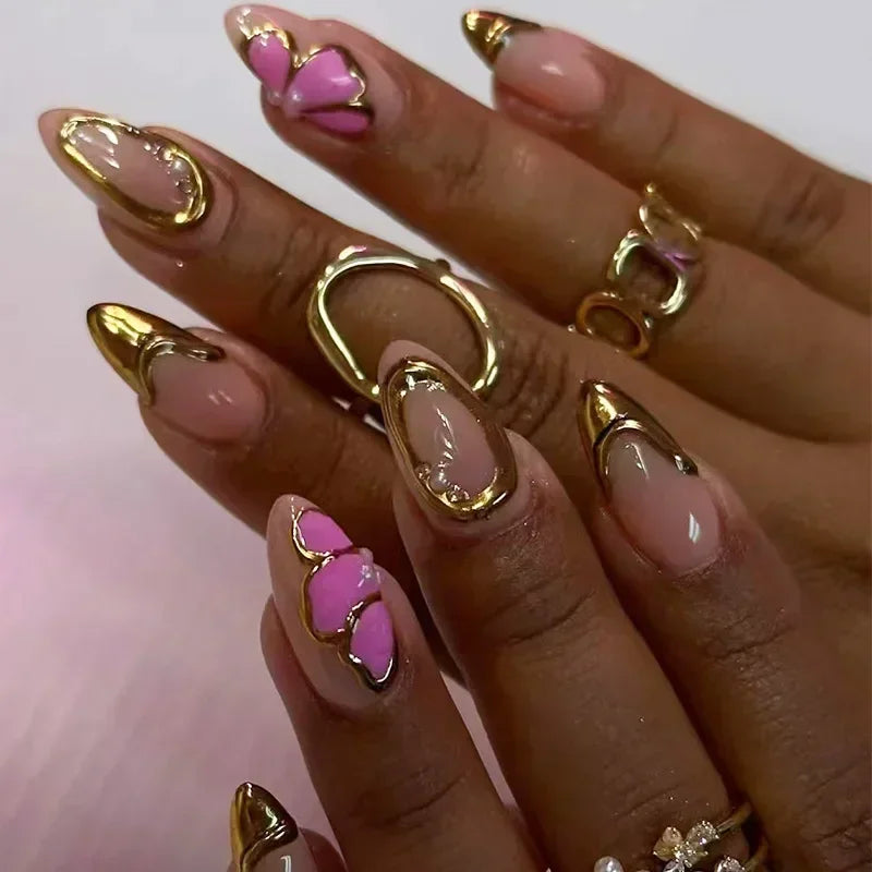 24 Faux ongles press-on design – Capsules ongulaires élégantes, plusieurs formes et styles