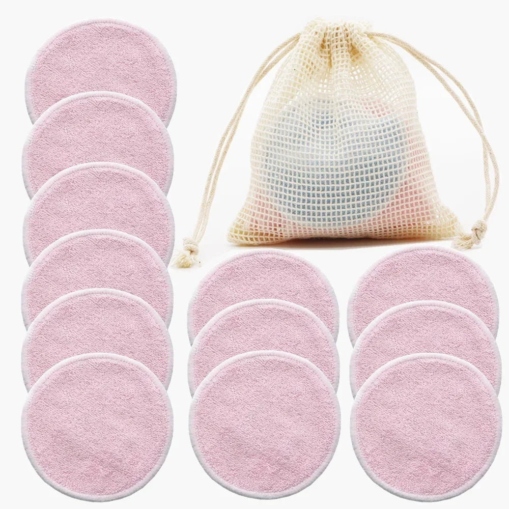 Cotons démaquillants réutilisables en bambou – Lot de 12 disques lavables doux pour la peau