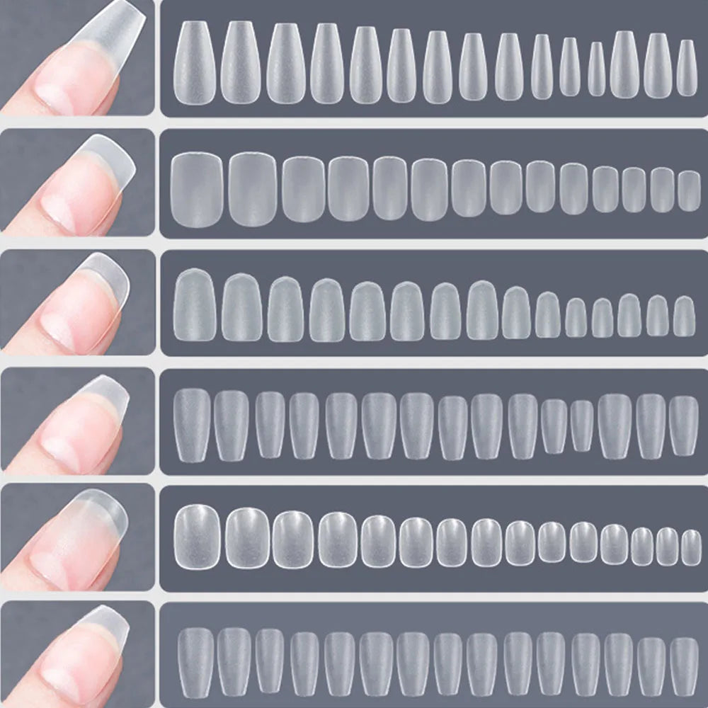 Capsules faux ongles press-on mates – Full cover, formes variées, 120 pièces