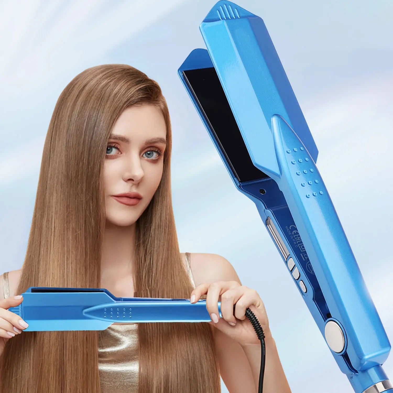 Lisseur cheveux professionnel plaques larges en titane – Chauffe rapide 230°