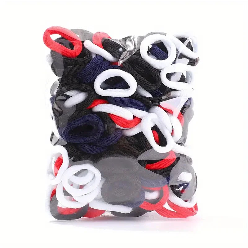 Élastiques cheveux colorés – Lot de 100 mini chouchous nylon – Attaches cheveux sans métal pour filles et enfants