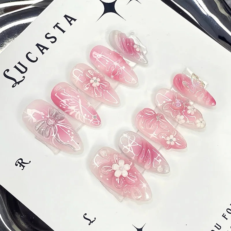 Faux ongles press-on 3D design – Capsules ongulaires effet relief, plusieurs styles