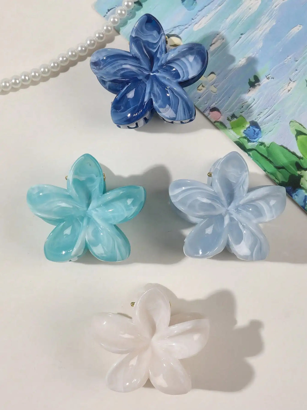 Lot de 4 pinces crabes fleurs multicolores – Accessoires cheveux antidérapants femme & fille