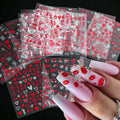 Autocollants nail art Saint-Valentin – Décorations ongles lèvres et cœurs rouges