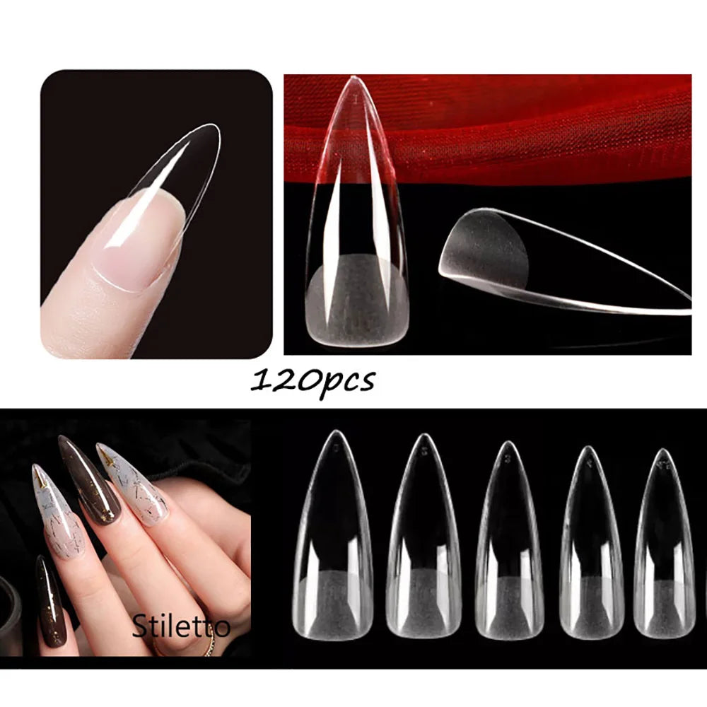 Capsules faux ongles press-on mates – Full cover, formes variées, 120 pièces