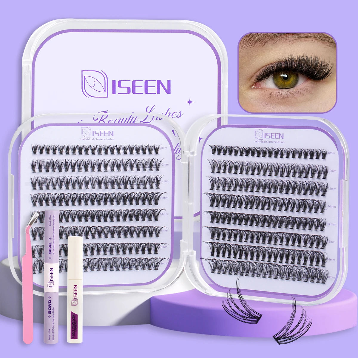 Kit extensions de cils DIY – Effet naturel 8 à 18 mm avec colle, scellant et remover