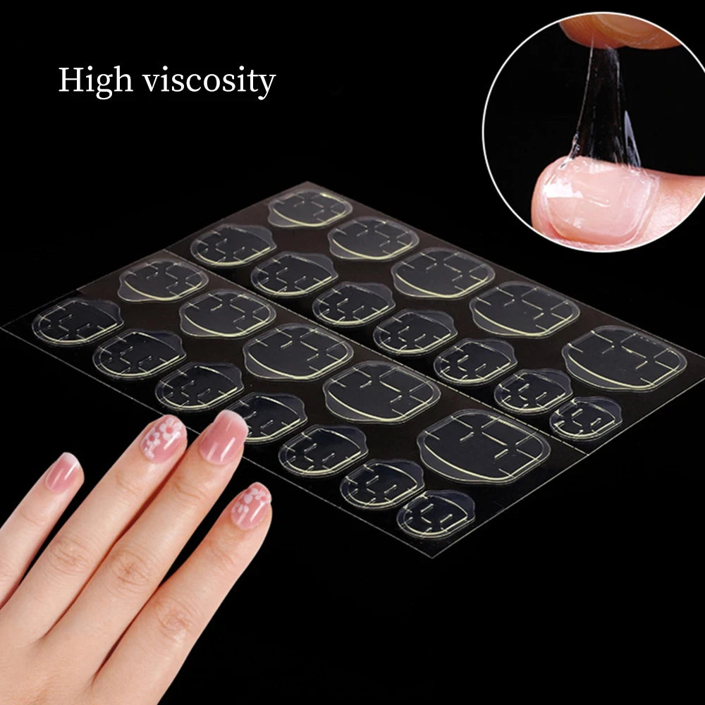 Pastilles adhésives double face pour faux ongles – Colle gel transparente réutilisable