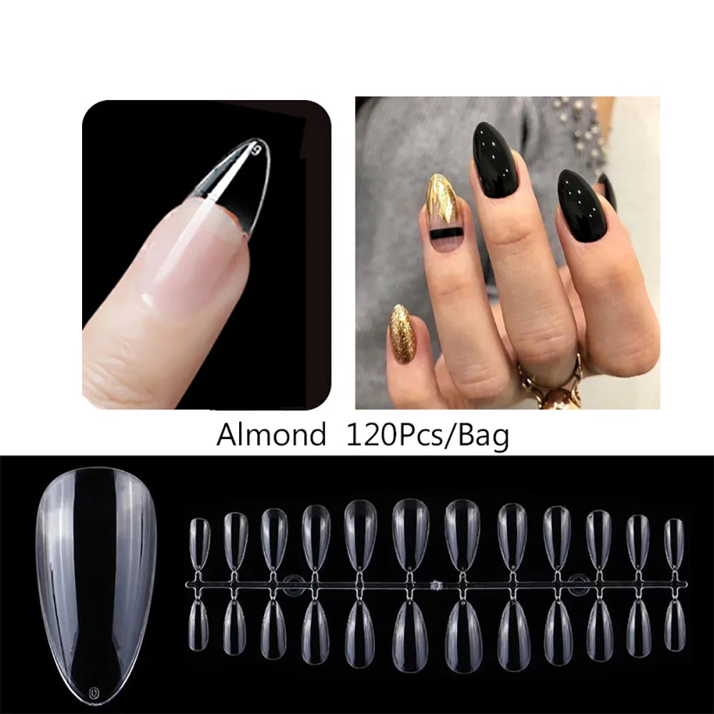 Capsules faux ongles press-on mates – Full cover, formes variées, 120 pièces