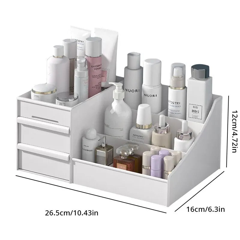 Organisateur de maquillage blanc avec tiroirs – Rangement cosmétique pratique et élégant