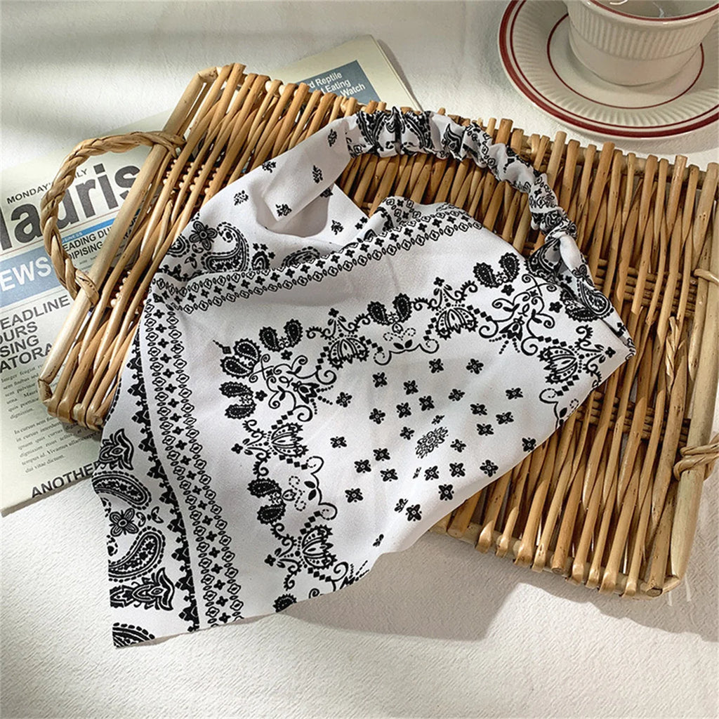 Bandeau triangle rétro style bandana – Headband tissu respirant femme
