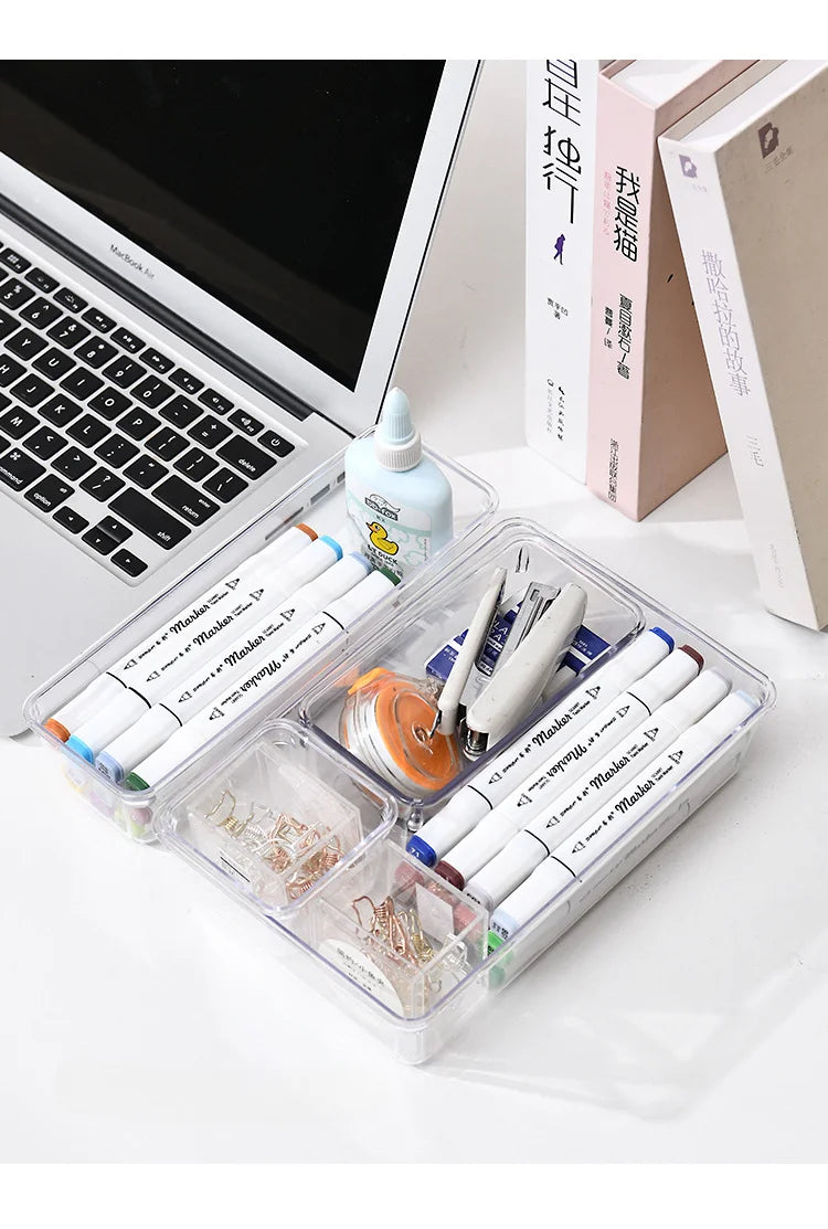 Organisateurs de tiroirs modulables – Set de plateaux transparents pour maquillage et accessoires