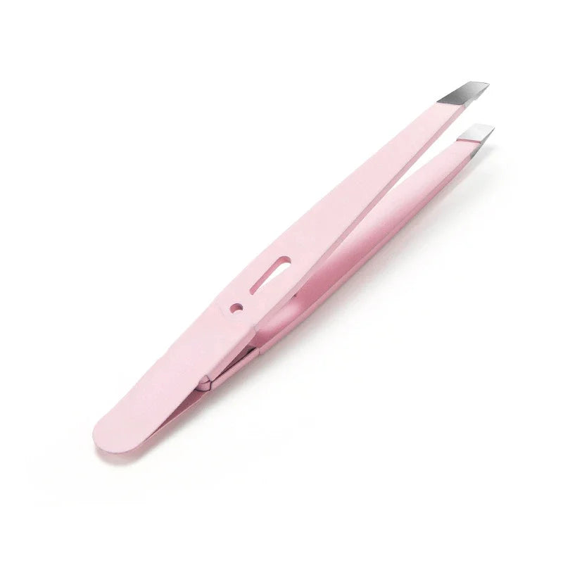 Pince à sourcils professionnelle en acier inoxydable – Précision biseautée, couleurs tendance