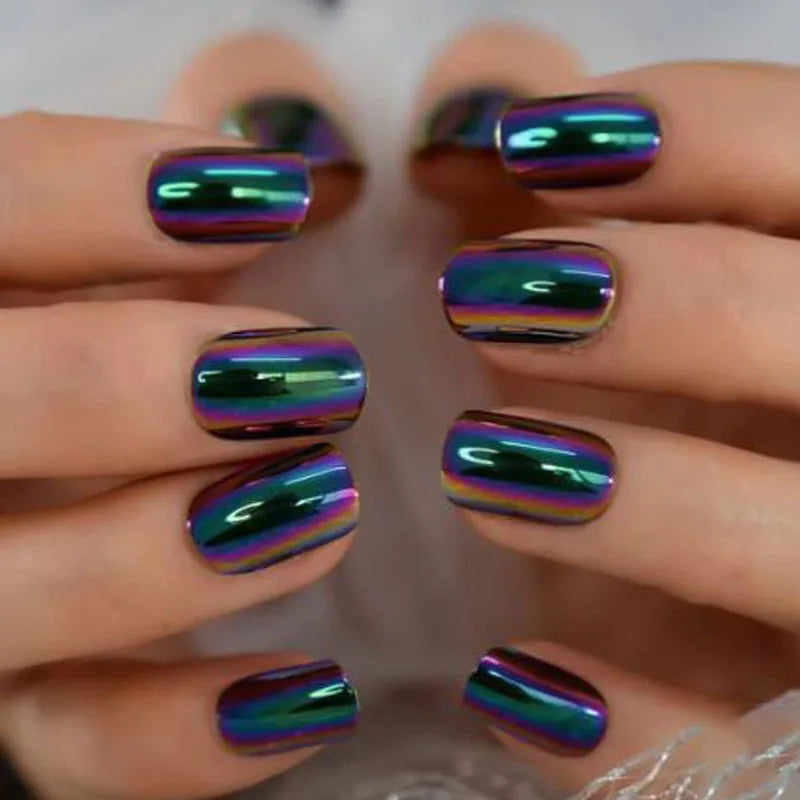 Faux ongles press-on courts carrés – Couleurs unies – 24 pièces