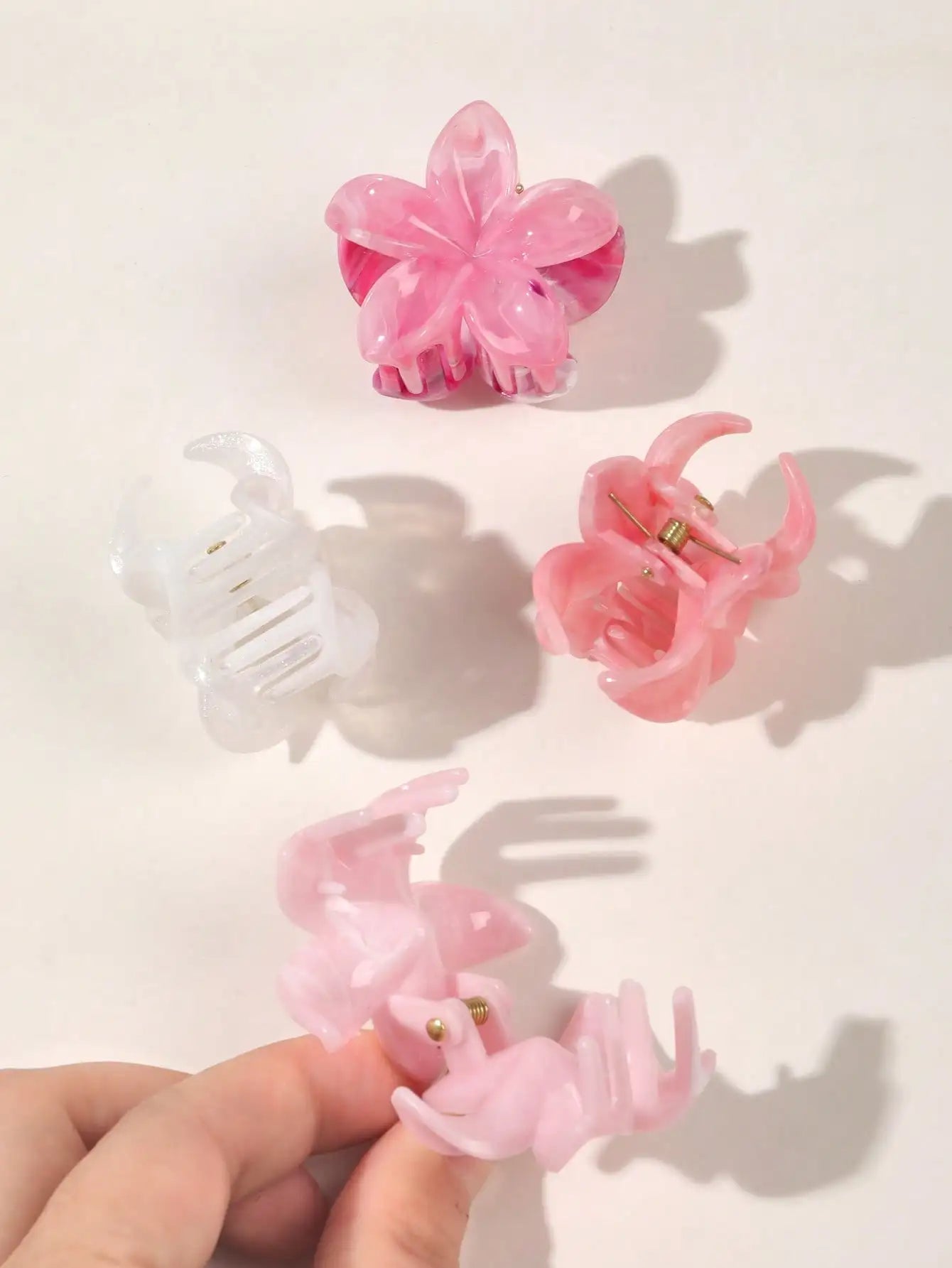Lot de 4 pinces crabes fleurs multicolores – Accessoires cheveux antidérapants femme & fille